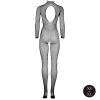 Bodystocking with fishnet structure, open crotch and turtle neck.